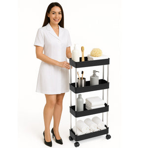 Carrello Carrellino Slim Salvaspazio Cucina Bagno Ripostiglio 4 Ripiani 4 Ruote