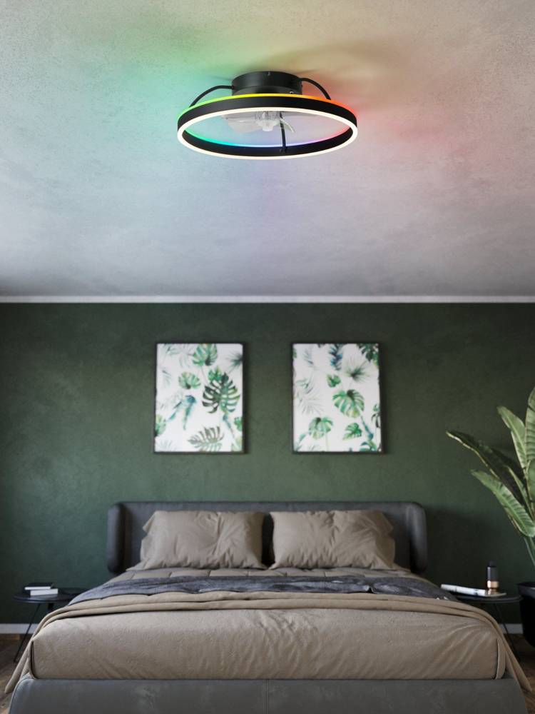 Plafoniera con Ventilatore Aperto Nero Marinella Eglo