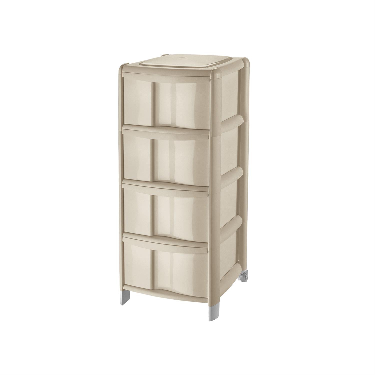 CASSETTIERA BAMBÙ 4 CASSETTI COLORE TALPA ALTEZZA 86 X 38.5 X 39.5 CM CON PIEDINI E RUOTE