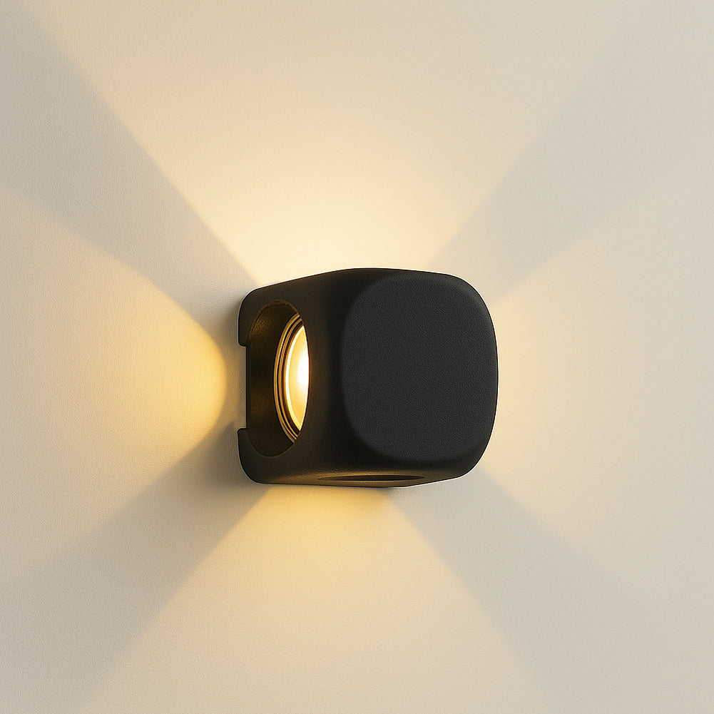 Set 2 Applique da Muro 4 Led Lampada a Parete Nera Luce Bianco Caldo 6x6x5cm