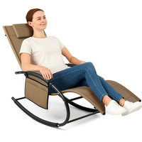 Sedia Sdraio a Dondolo Gravità Zero per Esterni con Cuscino Imbottito Traspirante Marrone