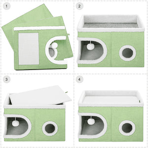 Cuccia per Gatti Tiragraffi Casetta Animale 58x42x33 cm Cuscino e Base Antiscivolo