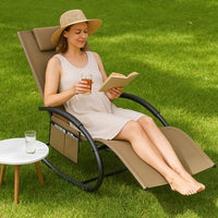 Sedia Sdraio a Dondolo Gravità Zero per Esterni con Cuscino Imbottito Traspirante Marrone