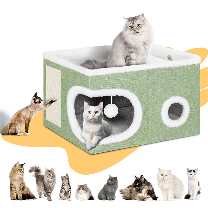 Cuccia per Gatti Tiragraffi Casetta Animale 58x42x33 cm Cuscino e Base Antiscivolo