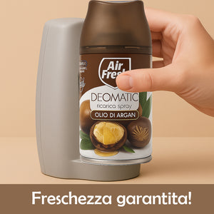 Air Fresh Deomatic Ricariche Profumatore Ambiente 6x250ml Spray Olio di Argan Antiodore
