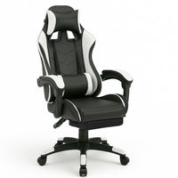 Sedia Gaming Ergonomica Reclinabile in Ecopelle con Poggiapiedi e Cuscini Lombari