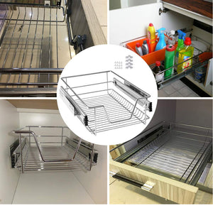 Cassetto Telescopico Cucina 50cm Cestello Acciaio Estraibile Organizer Salvaspazio