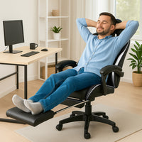 Sedia Gaming Ergonomica Reclinabile in Ecopelle con Poggiapiedi e Cuscini Lombari