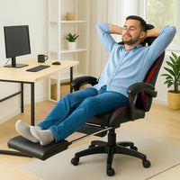 Sedia Gaming Ergonomica Reclinabile in Ecopelle con Poggiapiedi e Cuscini Lombari