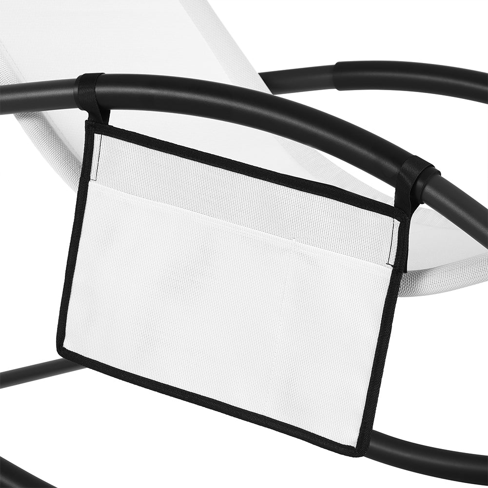 Sedia Sdraio a Dondolo Gravità Zero per Esterni con Cuscino Imbottito Traspirante Bianco