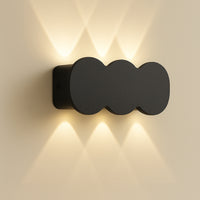 Applique da Muro con 6 Led Lampada a Parete Nera con Luce Bianco Caldo 15x8x3cm