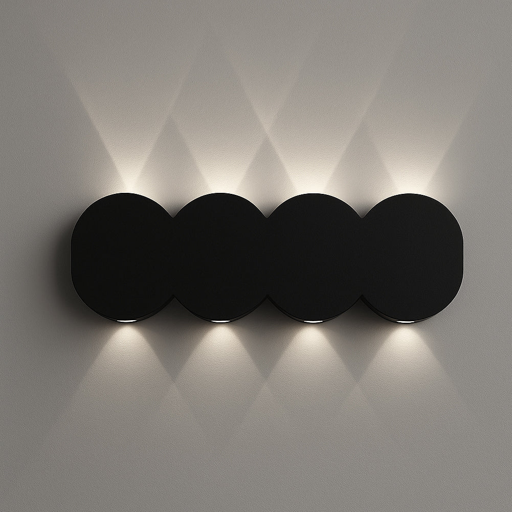Applique da Muro con 8 Led Lampada a Parete Nero con Luce Bianco Freddo 21x8x3cm