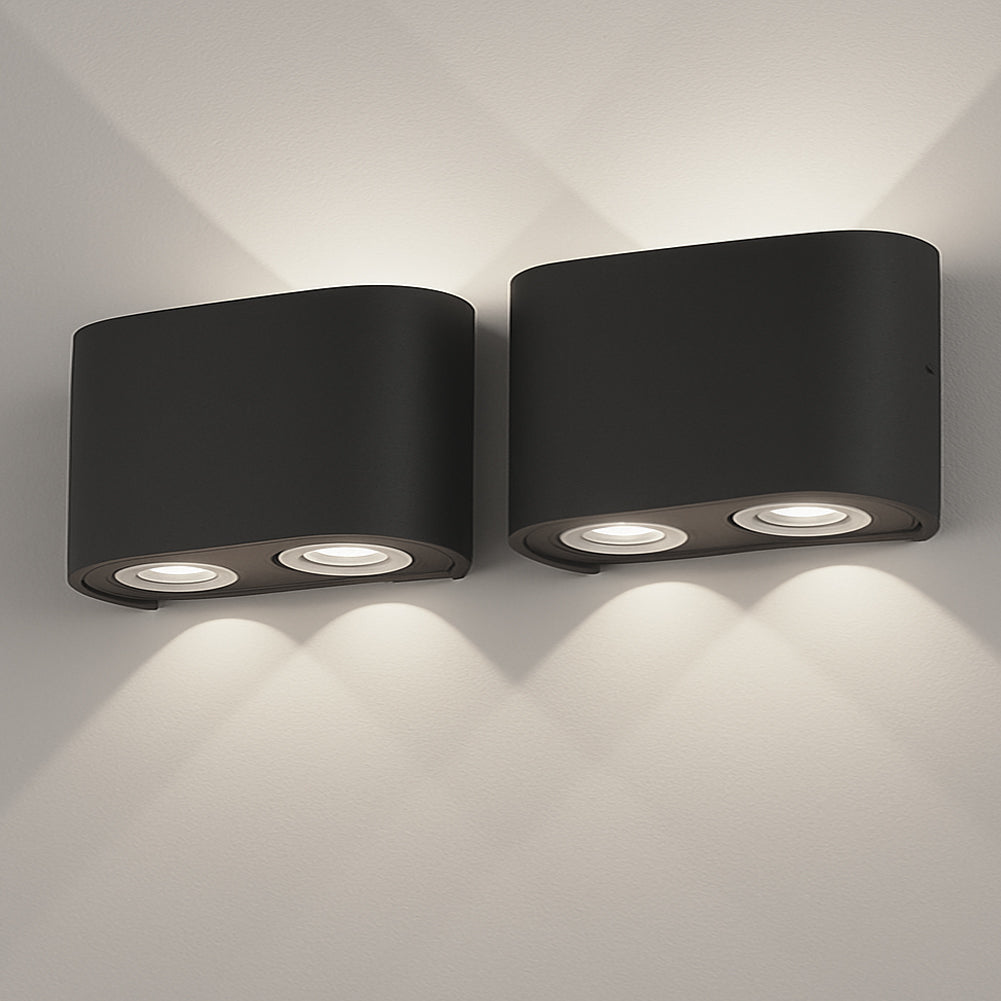 Set 2 Applique da Muro 4 Led Lampada a Parete Nero Luce Bianco Freddo 12x8x3cm