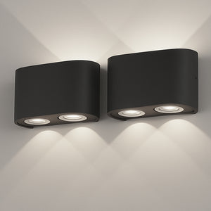 Set 2 Applique da Muro 4 Led Lampada a Parete Nero Luce Bianco Freddo 12x8x3cm