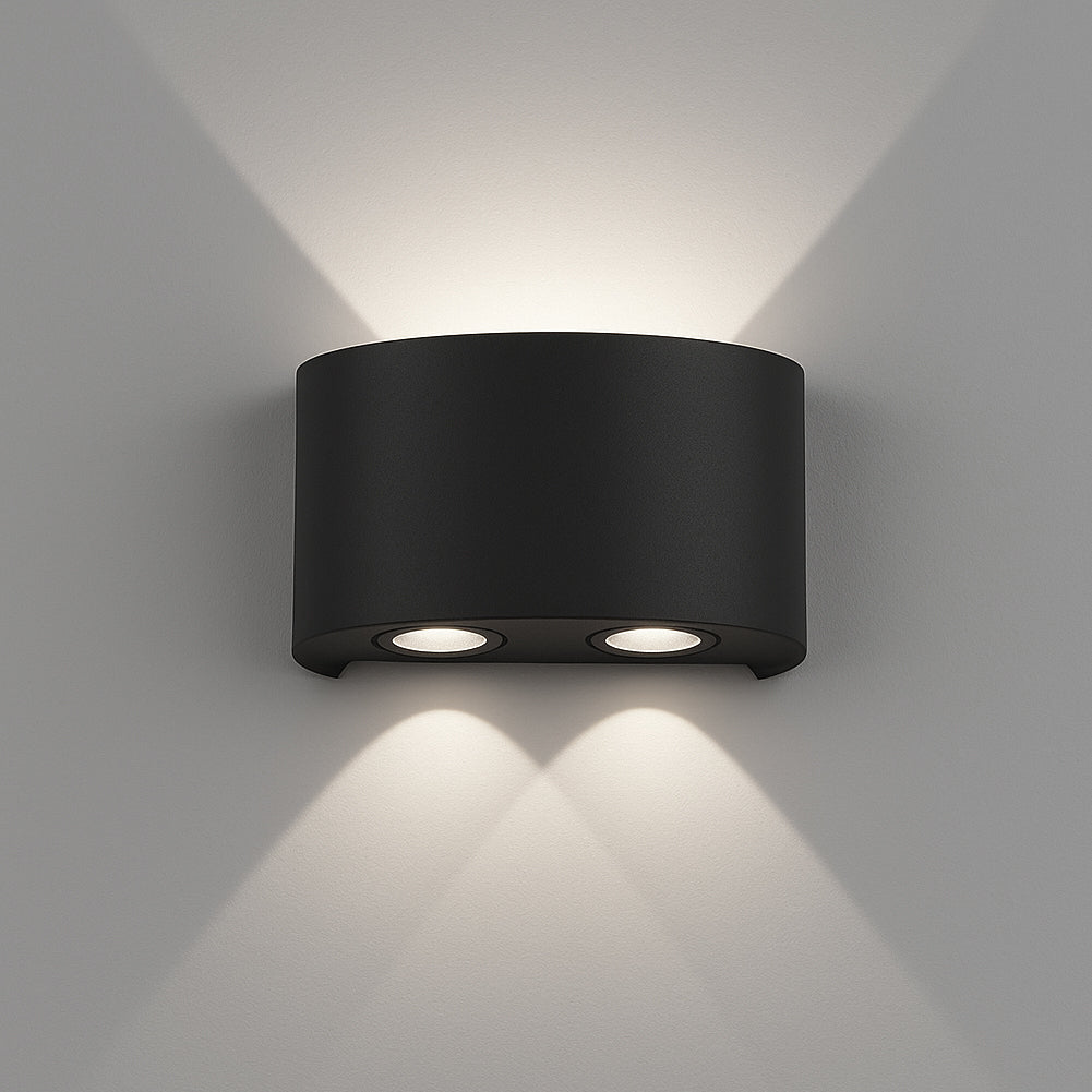 Set 2 Applique da Muro 4 Led Lampada a Parete Nero Luce Bianco Freddo 12x8x3cm