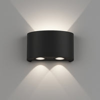 Set 2 Applique da Muro 4 Led Lampada a Parete Nero Luce Bianco Freddo 12x8x3cm