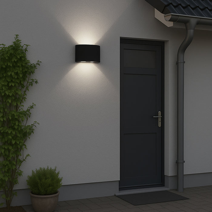 Set 2 Applique da Muro 4 Led Lampada a Parete Nero Luce Bianco Freddo 12x8x3cm