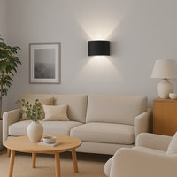 Set 2 Applique da Muro 4 Led Lampada a Parete Nero Luce Bianco Freddo 12x8x3cm