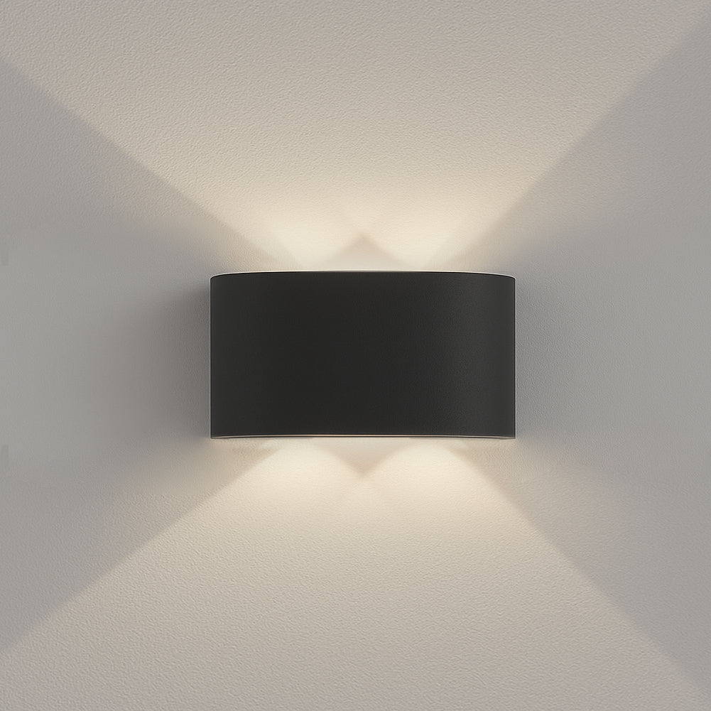 Set 2 Applique da Muro 4 Led Lampada a Parete Nero Luce Bianco Freddo 12x8x3cm