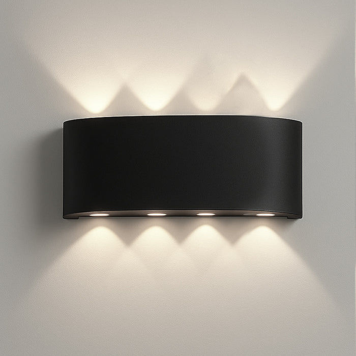 Applique da Muro 8 Led Lampada a Parete Nero con Luce Bianco Freddo 22x8x4cm
