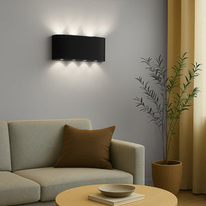 Applique da Muro 8 Led Lampada a Parete Nero con Luce Bianco Freddo 22x8x4cm