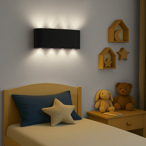 Applique da Muro 8 Led Lampada a Parete Nero con Luce Bianco Freddo 22x8x4cm