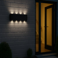 Applique da Muro 8 Led Lampada a Parete Nero con Luce Bianco Freddo 22x8x4cm