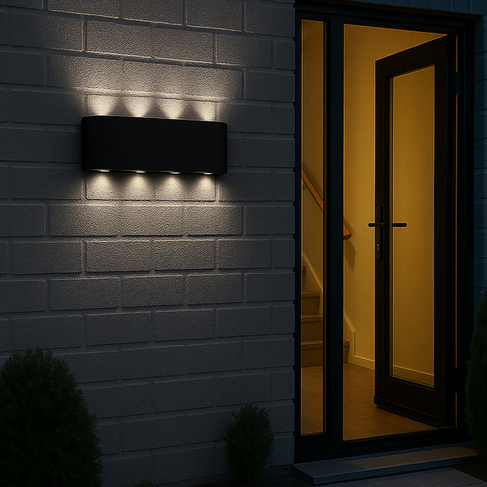Applique da Muro 8 Led Lampada a Parete Nero con Luce Bianco Freddo 22x8x4cm