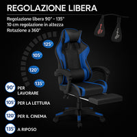 Sedia Gaming Ergonomica Reclinabile in Ecopelle con Poggiapiedi e Cuscini Lombari