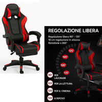 Sedia Gaming Ergonomica Reclinabile in Ecopelle con Poggiapiedi e Cuscini Lombari