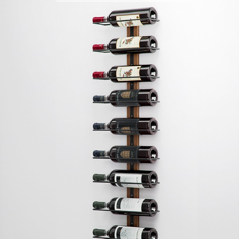 Set 3 Portabottiglie da Muro in Ferro e Legno Stile Industriale per vino da 750 ml