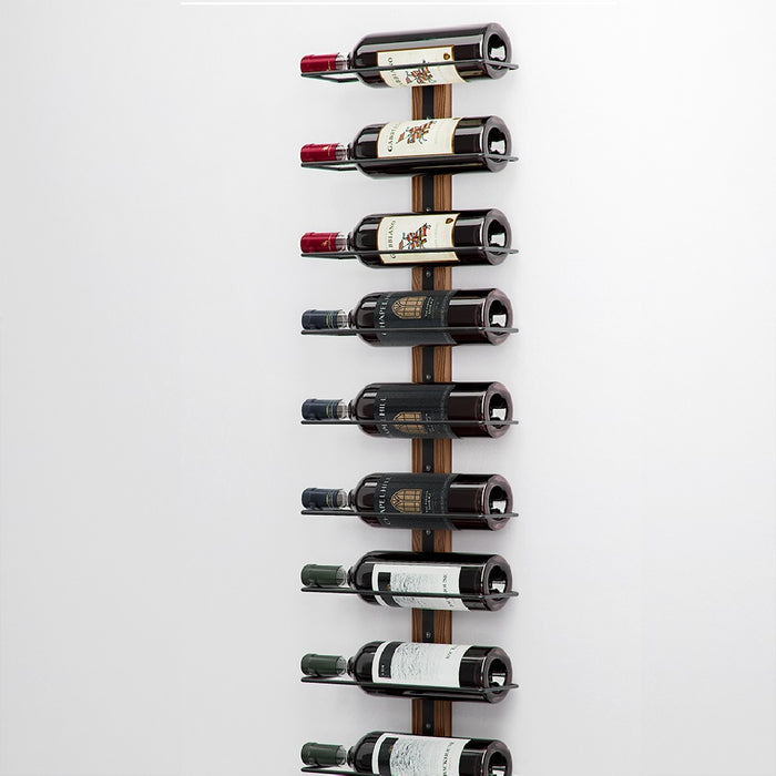 Set 3 Portabottiglie da Muro in Ferro e Legno Stile Industriale per vino da 750 ml