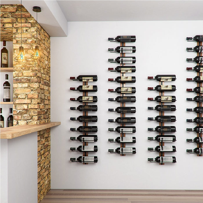 Set 3 Portabottiglie da Muro in Ferro e Legno Stile Industriale per vino da 750 ml