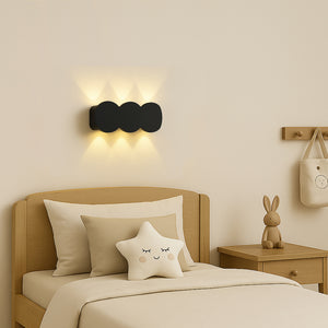 Applique da Muro con 6 Led Lampada a Parete Nera con Luce Bianco Caldo 15x8x3cm