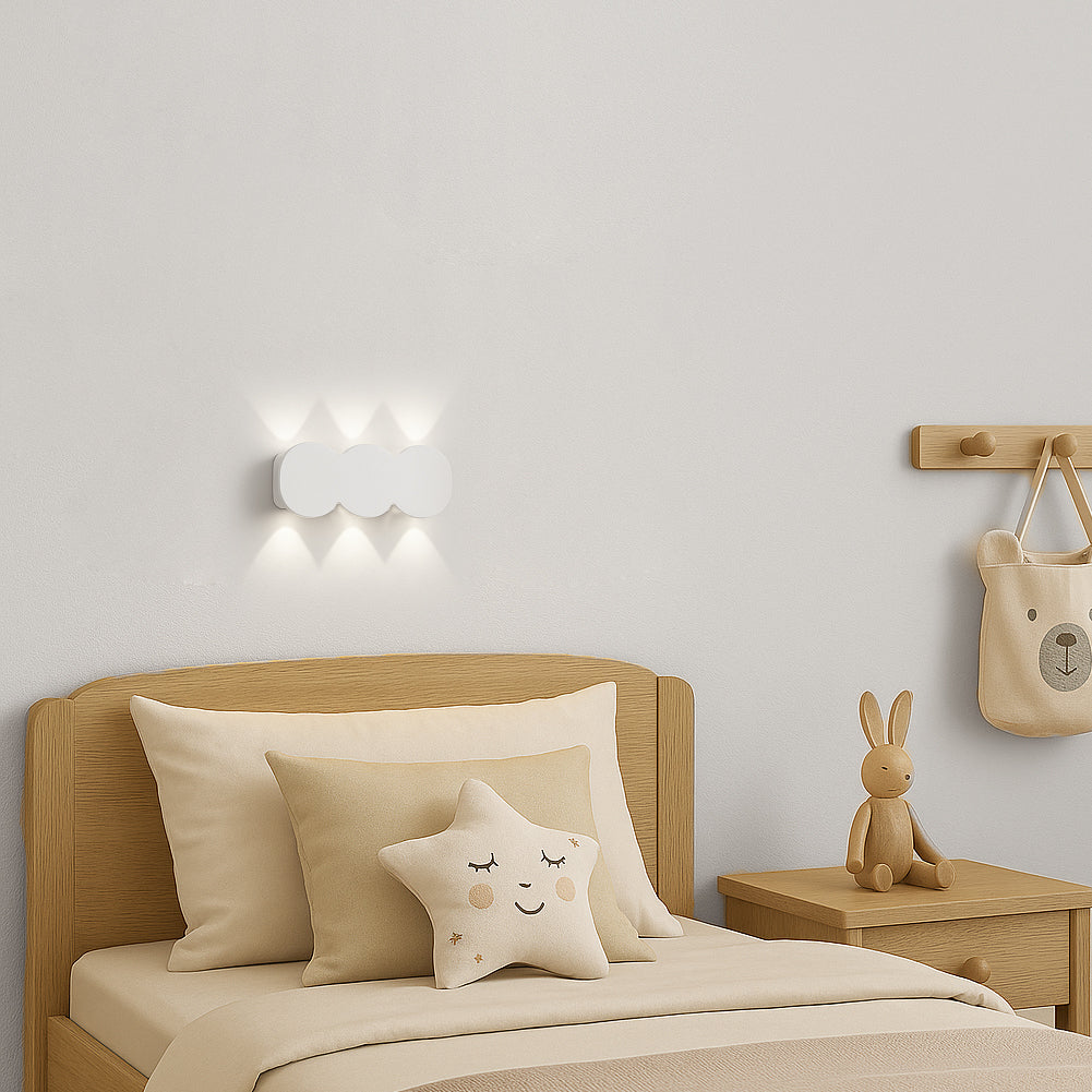 Applique da Muro 6 Led Lampada a Parete Bianca con Luce Bianco Freddo 15x8x3cm