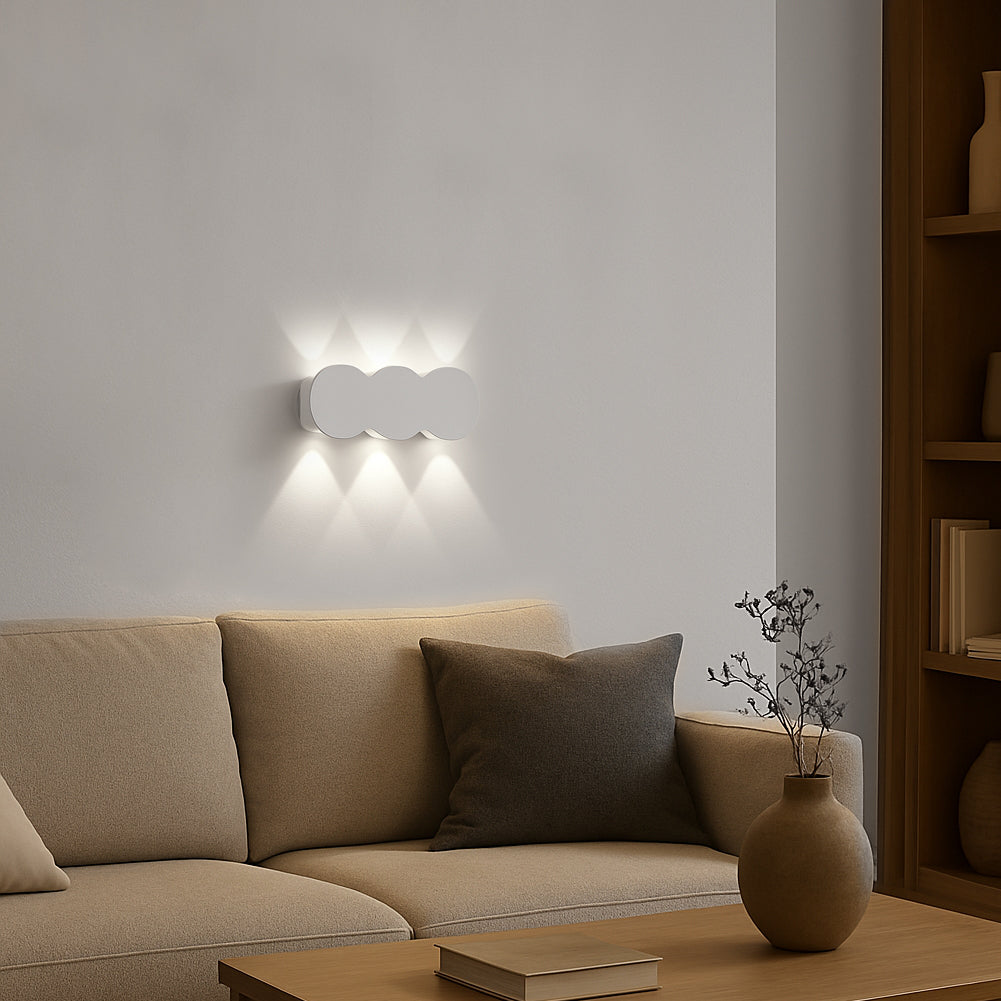 Applique da Muro 6 Led Lampada a Parete Bianca con Luce Bianco Freddo 15x8x3cm