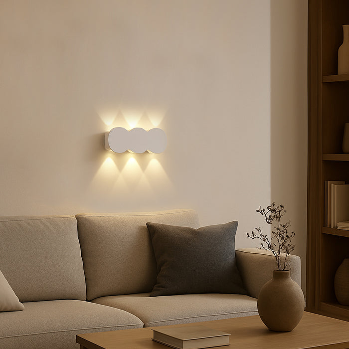 Applique da Muro 6 Led Lampada a Parete Bianca con Luce Bianco Caldo 15x8x3cm