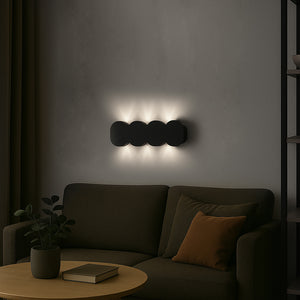 Applique da Muro con 8 Led Lampada a Parete Nero con Luce Bianco Freddo 21x8x3cm