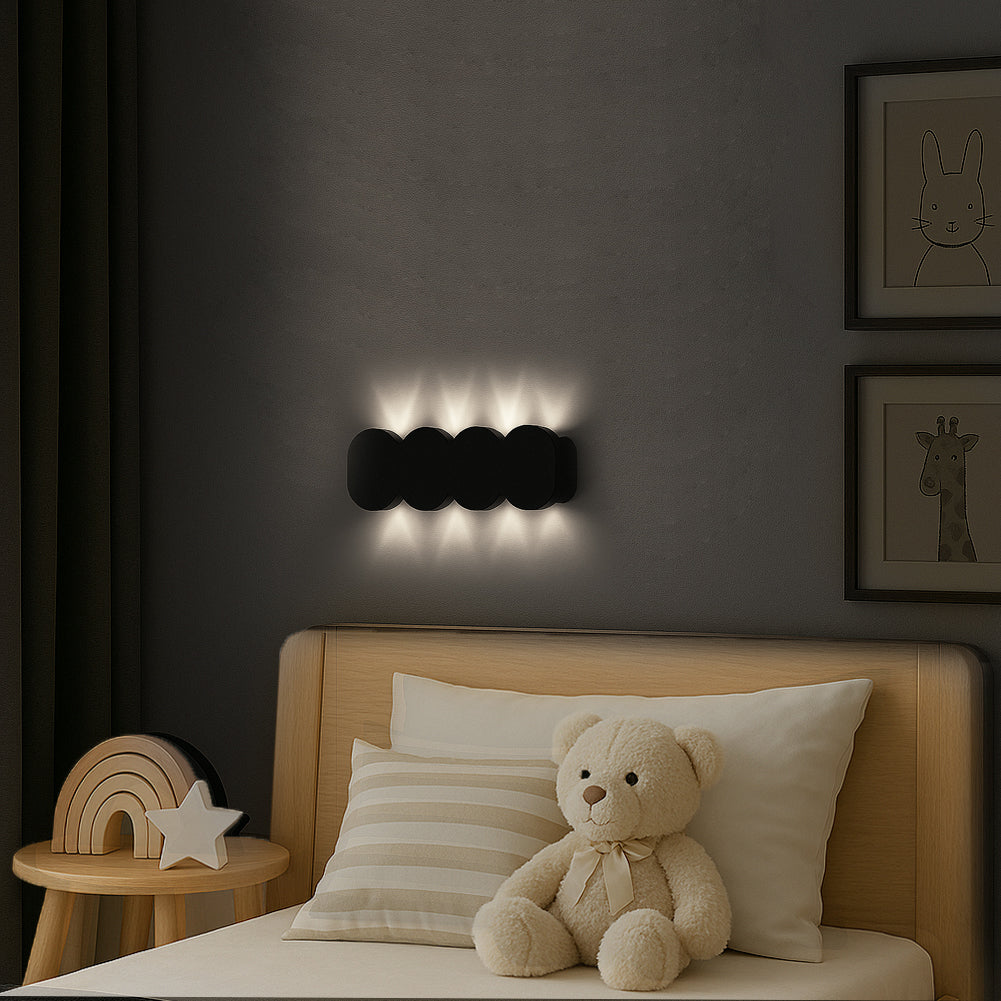 Applique da Muro con 8 Led Lampada a Parete Nero con Luce Bianco Freddo 21x8x3cm
