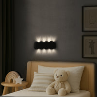 Applique da Muro con 8 Led Lampada a Parete Nero con Luce Bianco Freddo 21x8x3cm