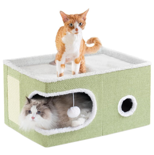 Cuccia per Gatti Tiragraffi Casetta Animale 58x42x33 cm Cuscino e Base Antiscivolo