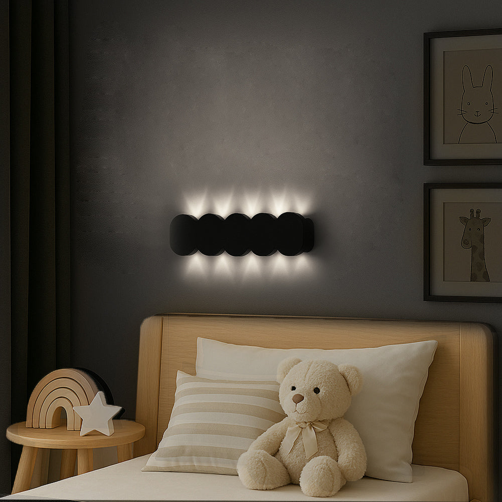 Applique da Muro 10 Led Lampada a Parete Nero con Luce Bianco Freddo 26x8x3cm