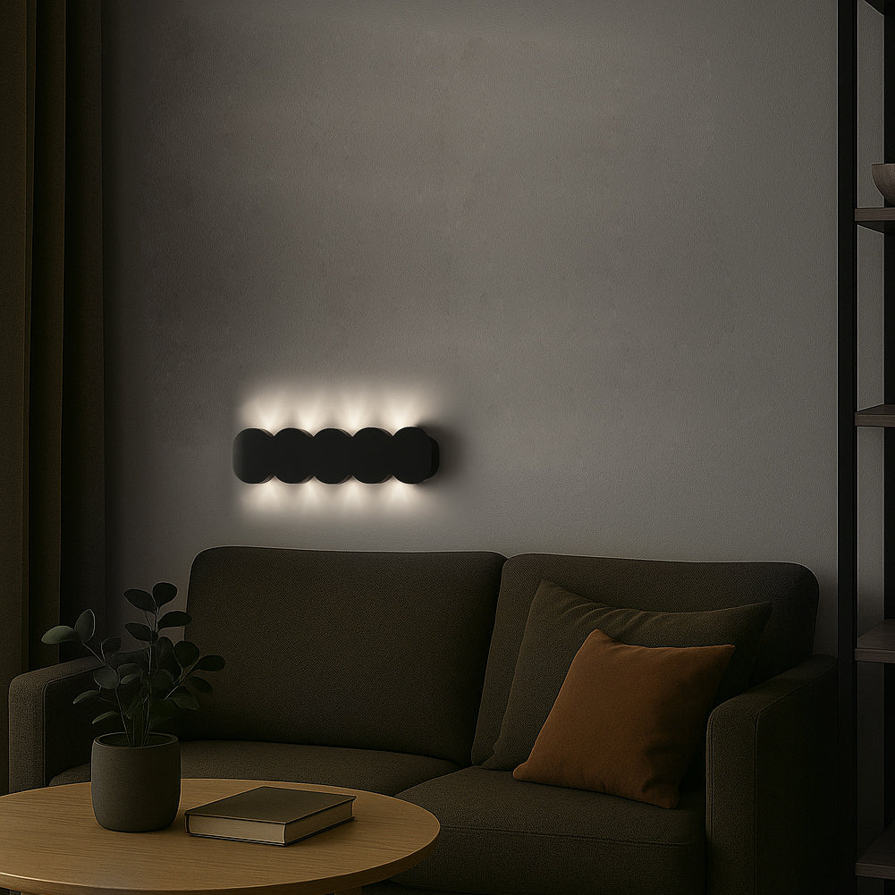 Applique da Muro 10 Led Lampada a Parete Nero con Luce Bianco Freddo 26x8x3cm