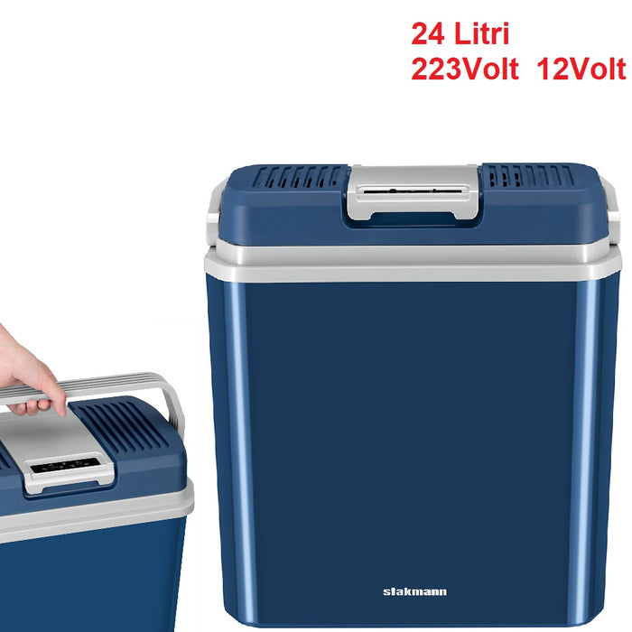 Frigorifero Elettrico Portatile 24LT Caldo Freddo 12v 230v Auto Camper Casa Blu