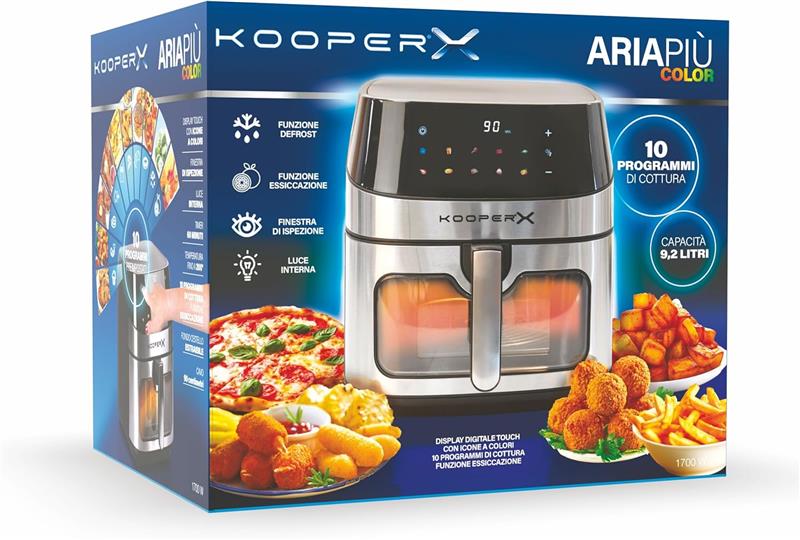 FRIGGITRICE AD ARIA DIGITALE XXL 9,2LT CAPACITÀ CESTELLO: 8 LITRI 10 PROGRAMMI DISPLAY DIGITALE TOUCH L.41,3 X P32,5  X H32,7 CM NERO