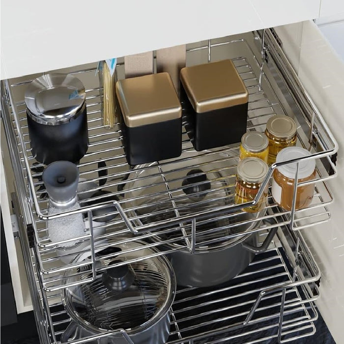 Cassetto Telescopico Cucina 60cm Cestello Acciaio Estraibile Organizer Salvaspazio