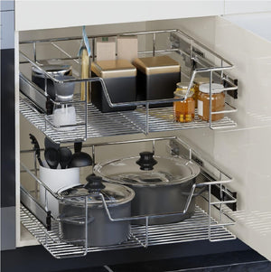 Cassetto Telescopico Cucina 40cm Cestello Acciaio Estraibile Organizer Salvaspazio