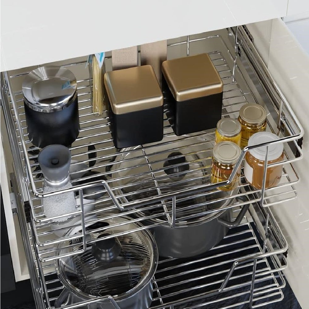Cassetto Telescopico Cucina 40cm Cestello Acciaio Estraibile Organizer Salvaspazio