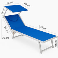 Lettino Sdraio Reclinabile per Mare Piscina e Giardino Total Blu con Parasole
