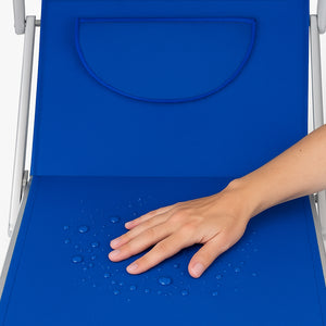 Lettino Sdraio Reclinabile per Mare Piscina e Giardino Total Blu con Parasole
